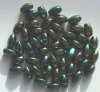 50 9x5mm Metallic Green AB 6-Sided Ovals